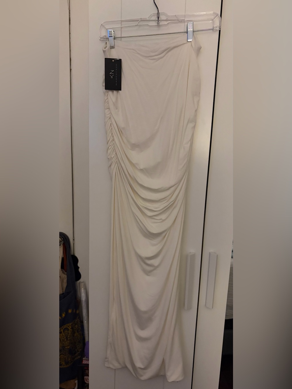 Ruched Skirt with Leg Slit